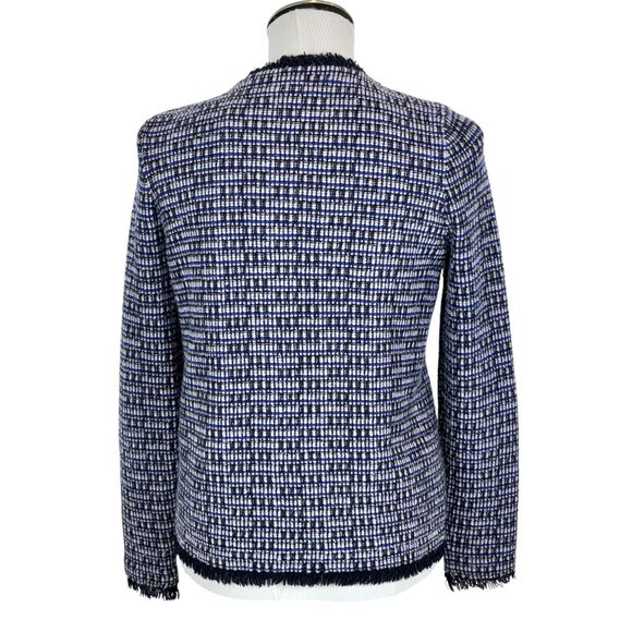 J Crew Knit Tweed Cardigan Blazer Jacket Sz S Lined Fringe Detail Hook Eye Close - Picture 6 of 15